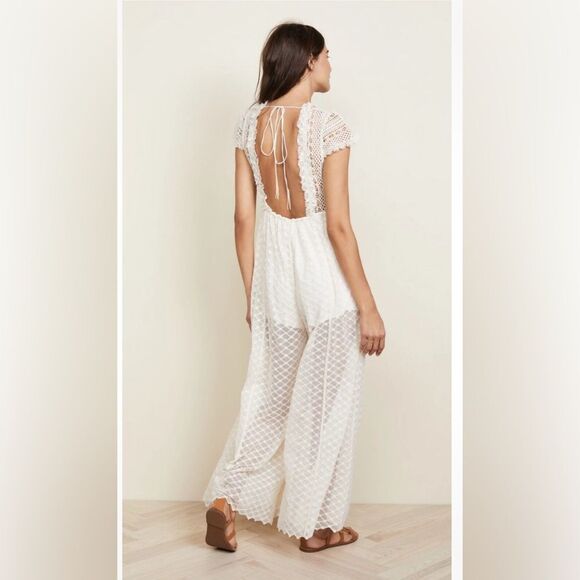 free people lace jumpsuit cream color Size x small - Picture 3 of 11
